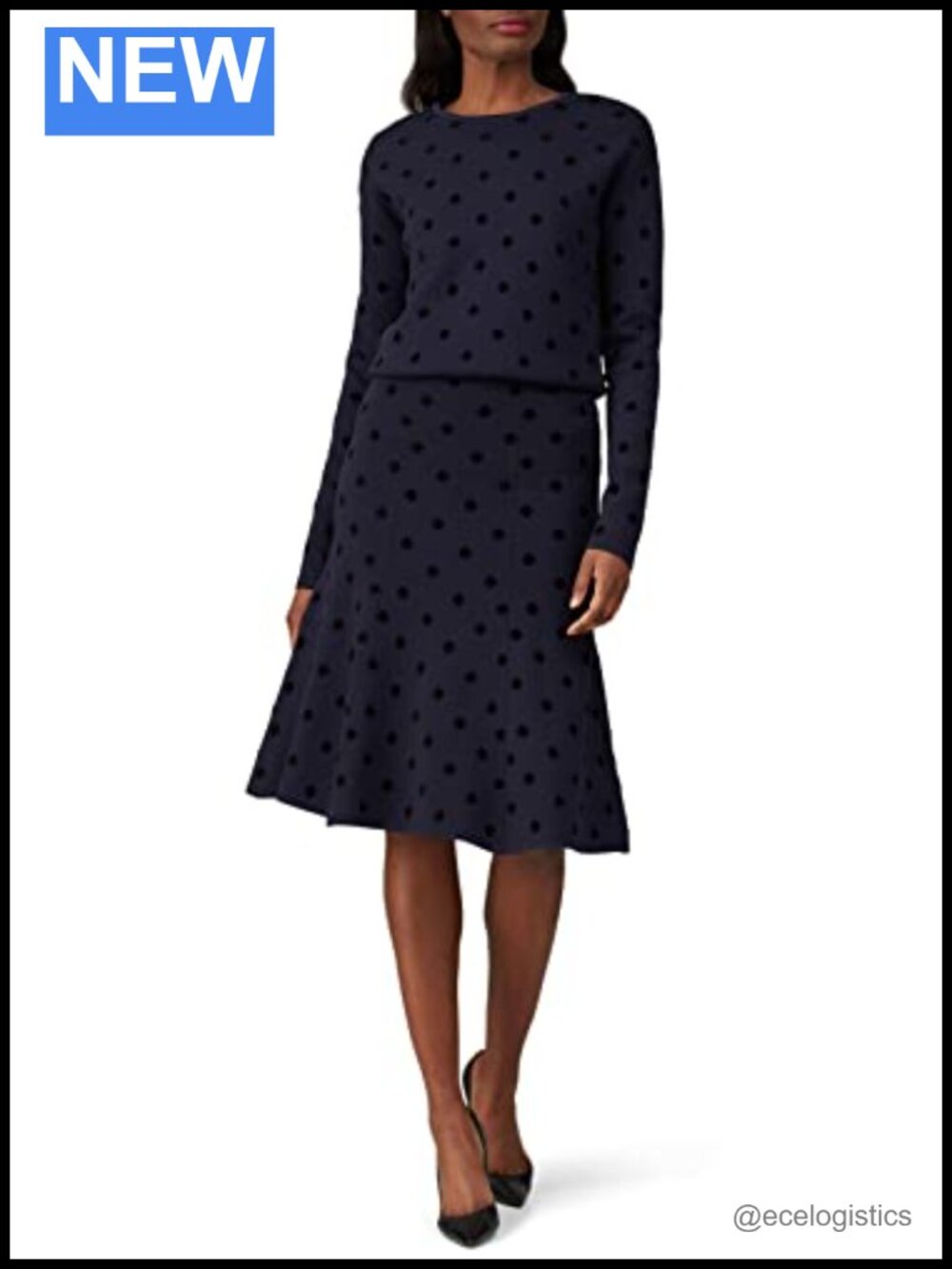 Thakoon Collective Pre-Loved Navy Polka Dot Flared Mini Skirt